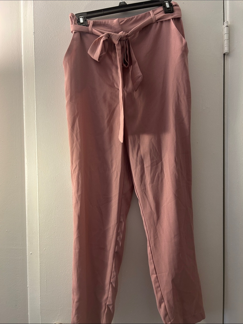Charlotte Russe Mauve High-Rise Tie-Waist Trousers